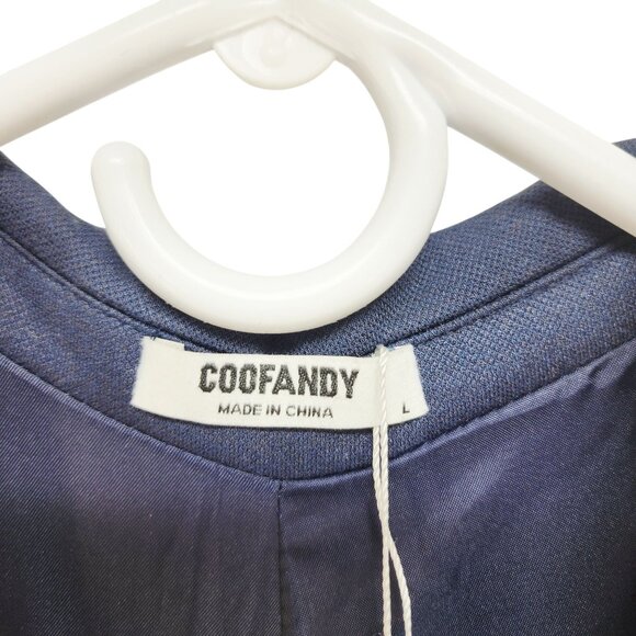 Mens Navy Blue Two-Button Blazer Jacket Coofandy Size L Tailored Fit - Picture 3 of 6